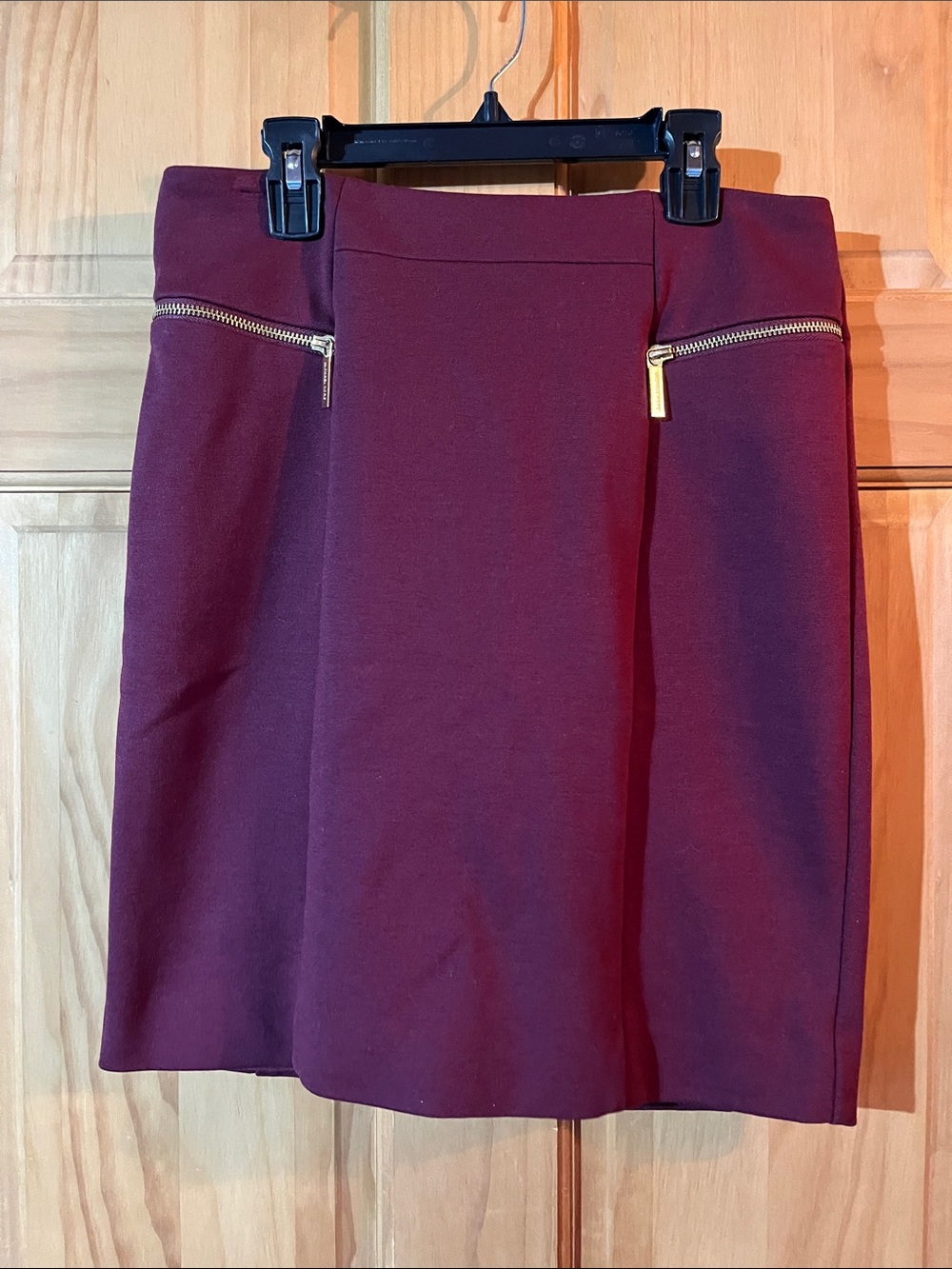 Michael Kors Wine Mini Skirt with Gold Zippers